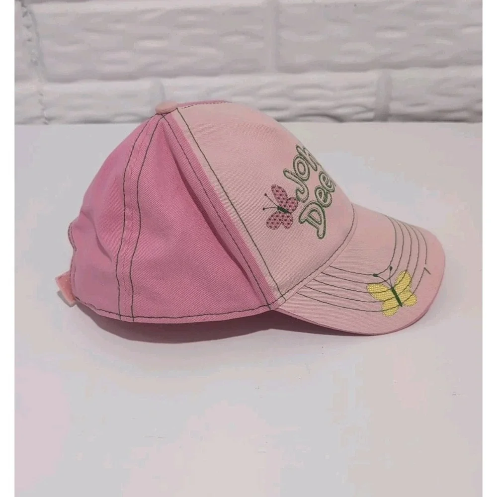 John Deere Pink Butterfly Baseball Cap Hat L/XL Adjustable Cotton Farm Outdoor